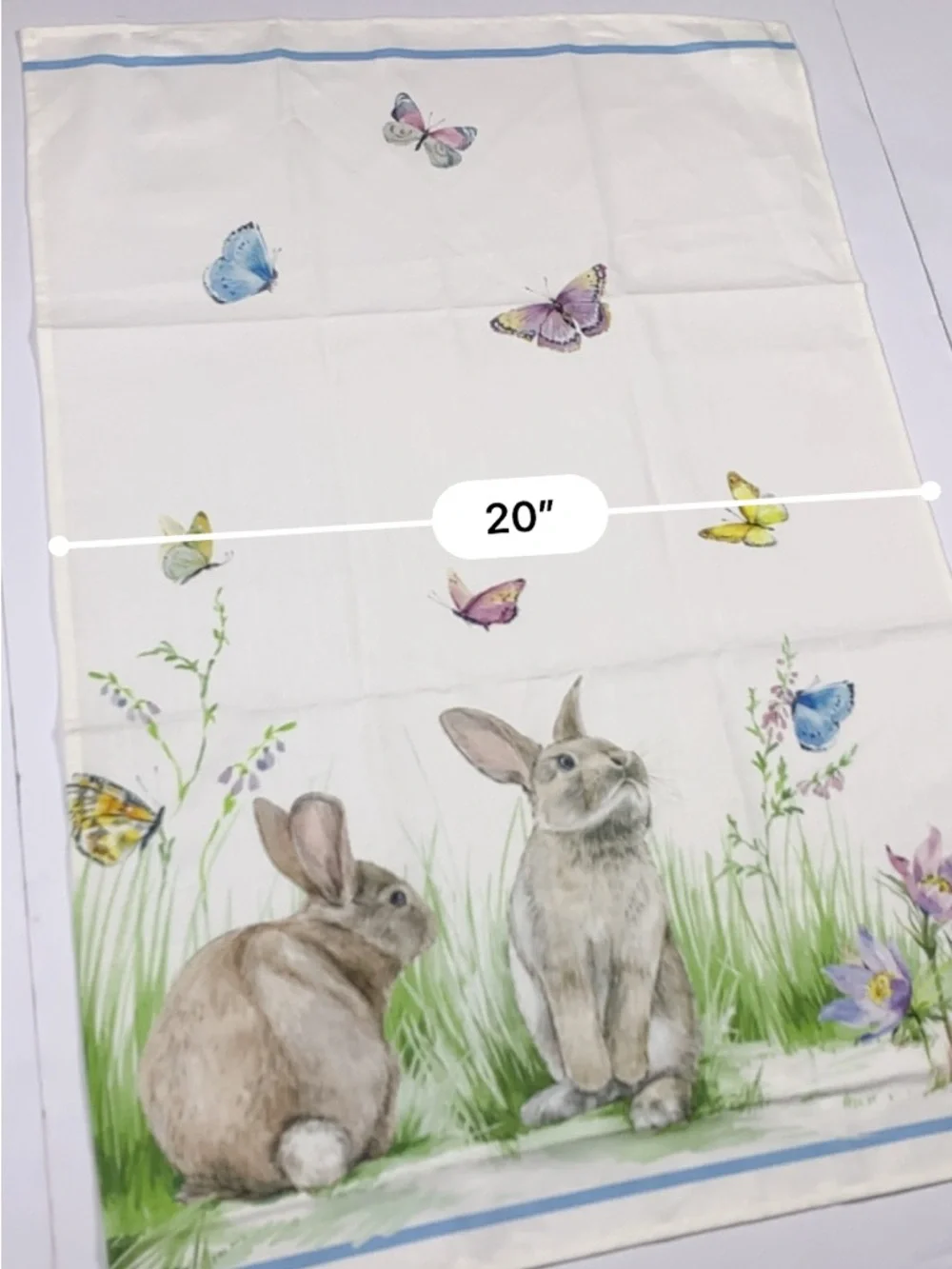 Williams Sonoma Unused Bunny Butterfly Tea Towels Set 2 Easter Floral